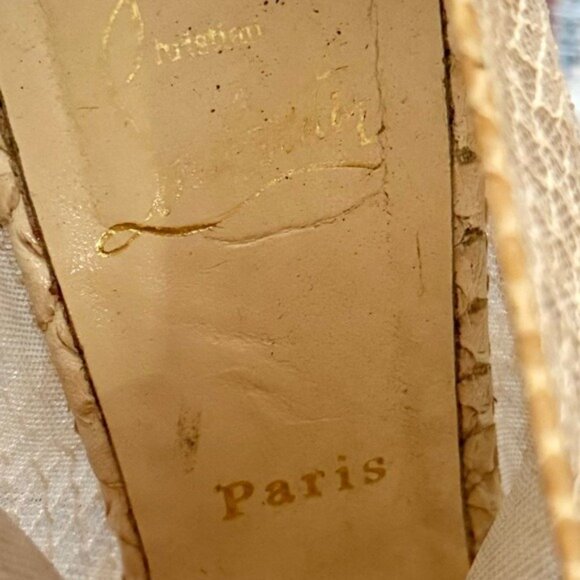 Christian Louboutin Black Janet Python Lace Wedge Heel Sandals Boots/Booties 7.5 - Picture 5 of 6